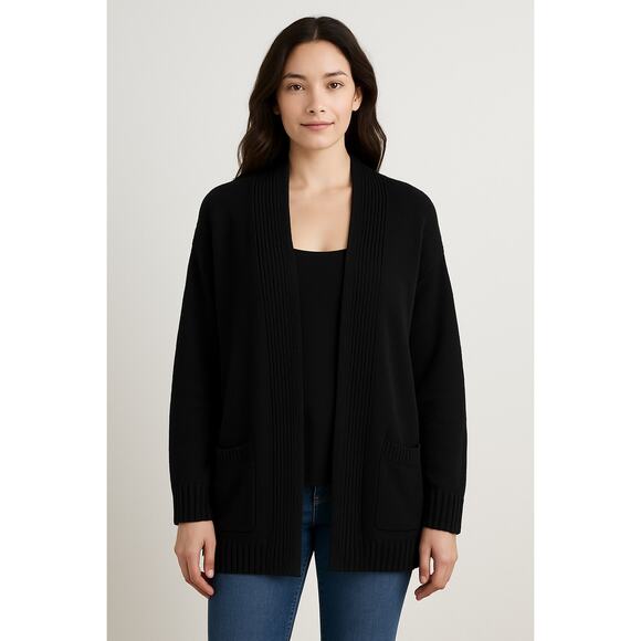 Time and Tru Women's Open Front Shawl Collar Cozy Cardigan Size XL Black NWT - Picture 1 of 8